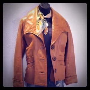 Brown leather Sheeps Mate jacket.